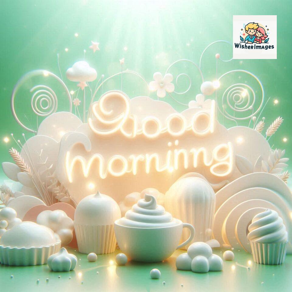 Bright and Cheerful D Good Morning Design with Hearts and flowers with colour full light setup with good morning Flowers ()