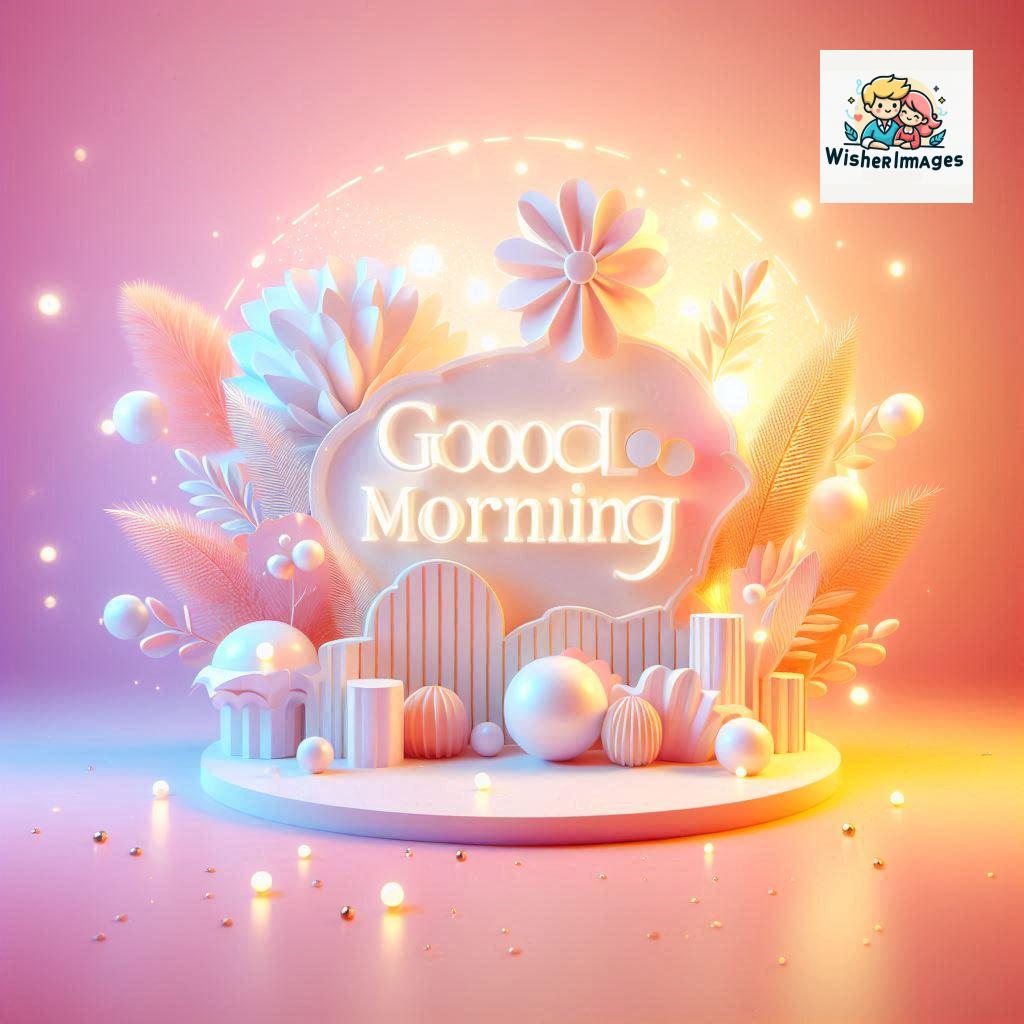 Bright and Cheerful D Good Morning Design with Hearts and flowers with colour full light setup with good morning Flowers ()