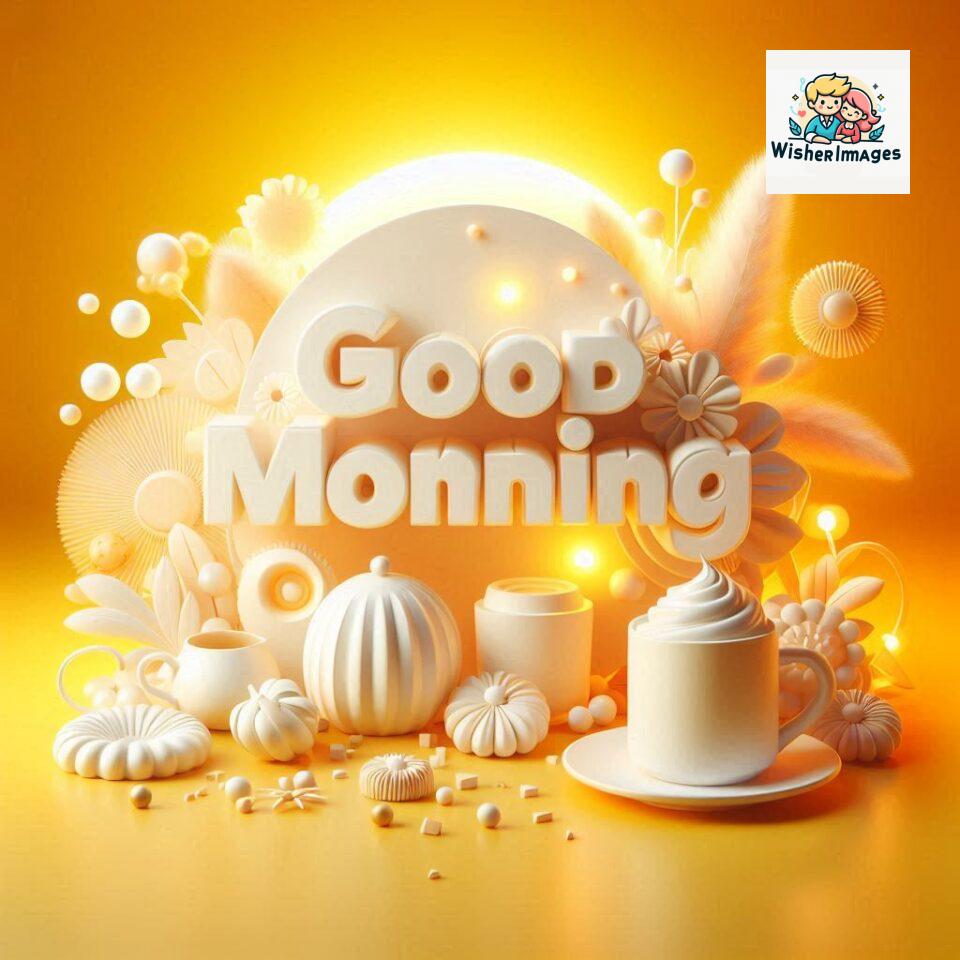 Bright and Cheerful D Good Morning Design with Hearts and flowers with colour full light setup with good morning Flowers ()