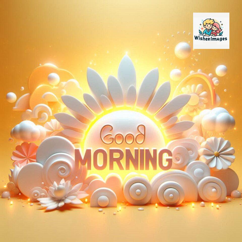 Bright and Cheerful D Good Morning Design with Hearts and flowers with colour full light setup with good morning Flowers ()