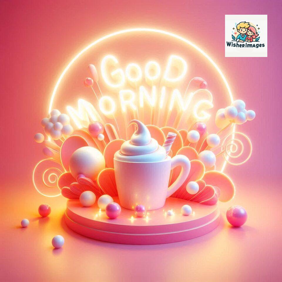 Bright and Cheerful D Good Morning Design with Hearts and flowers with colour full light setup with good morning Flowers ()