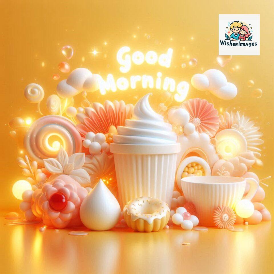 Bright and Cheerful D Good Morning Design with Hearts and flowers with colour full light setup with good morning Flowers ()