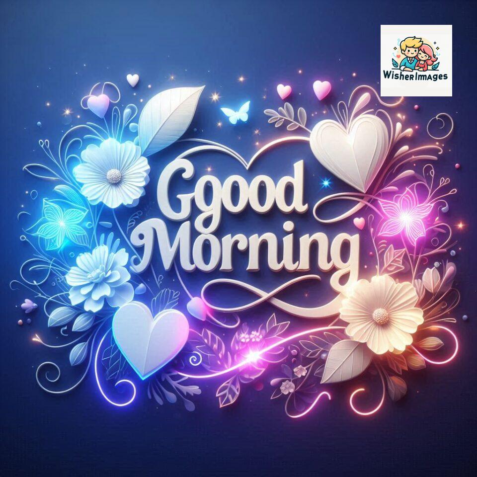 Bright and Cheerful D Good Morning Design with Hearts and flowers with colour full light setup with good morning Flowers ()