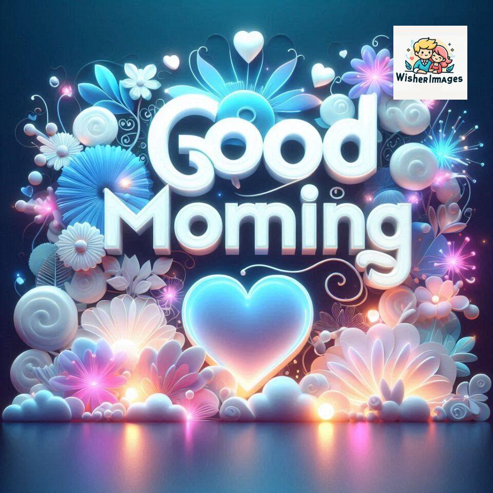 Bright and Cheerful D Good Morning Design with Hearts and flowers with colour full light setup with good morning Flowers ()