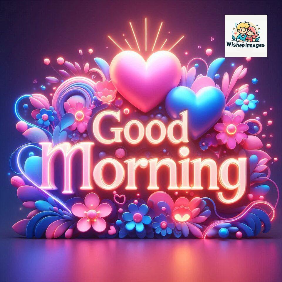 Bright and Cheerful D Good Morning Design with Hearts and flowers with colour full light setup with good morning Flowers ()