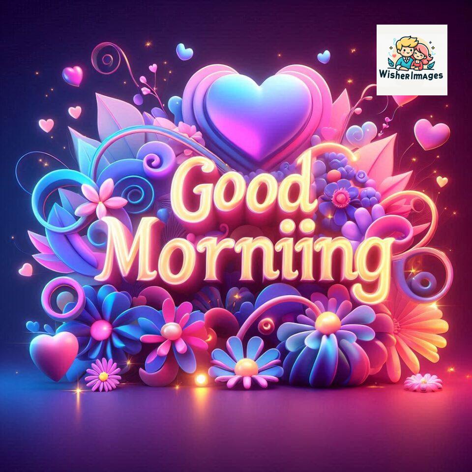 Bright and Cheerful D Good Morning Design with Hearts and flowers with colour full light setup with good morning Flowers ()