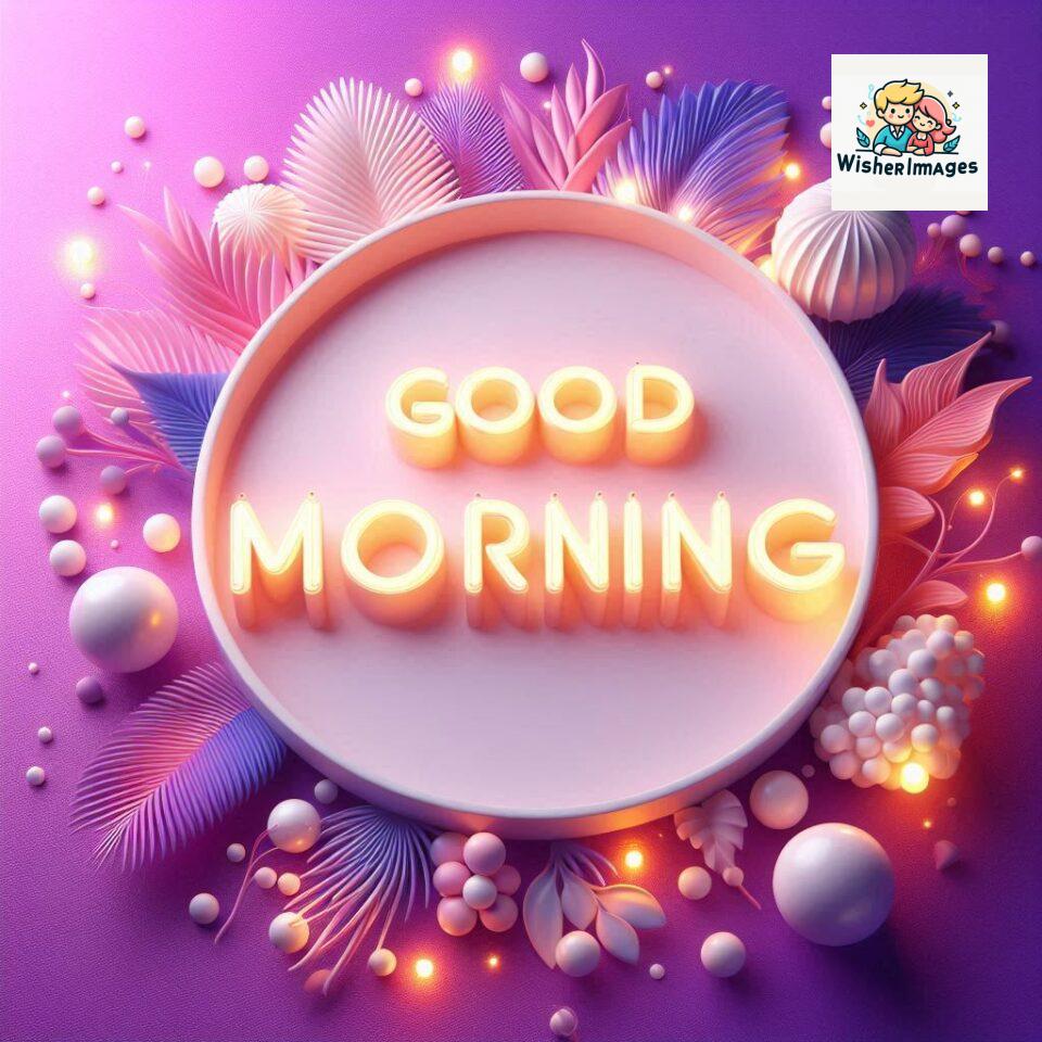 Bright and Cheerful D Good Morning Design with Hearts and flowers with colour full light setup with good morning Flowers ()