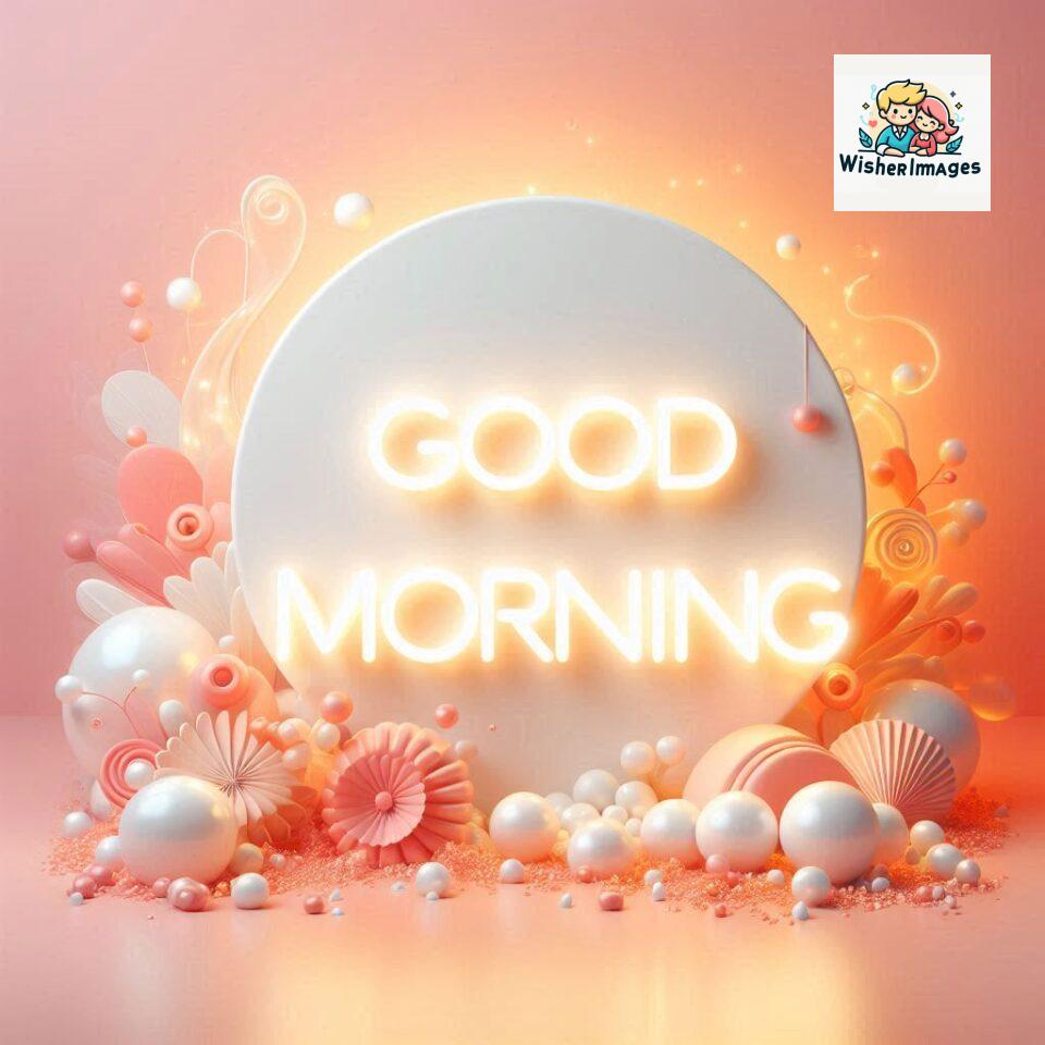 Bright and Cheerful D Good Morning Design with Hearts and flowers with colour full light setup with good morning Flowers ()