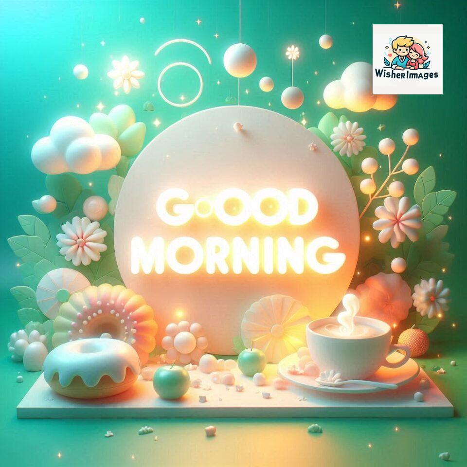 Bright and Cheerful D Good Morning Design with Hearts and flowers with colour full light setup with good morning Flowers ()