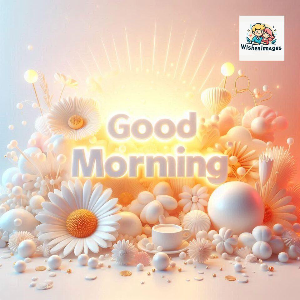 Bright and Cheerful D Good Morning Design with Hearts and flowers with colour full light setup with good morning Flowers ()