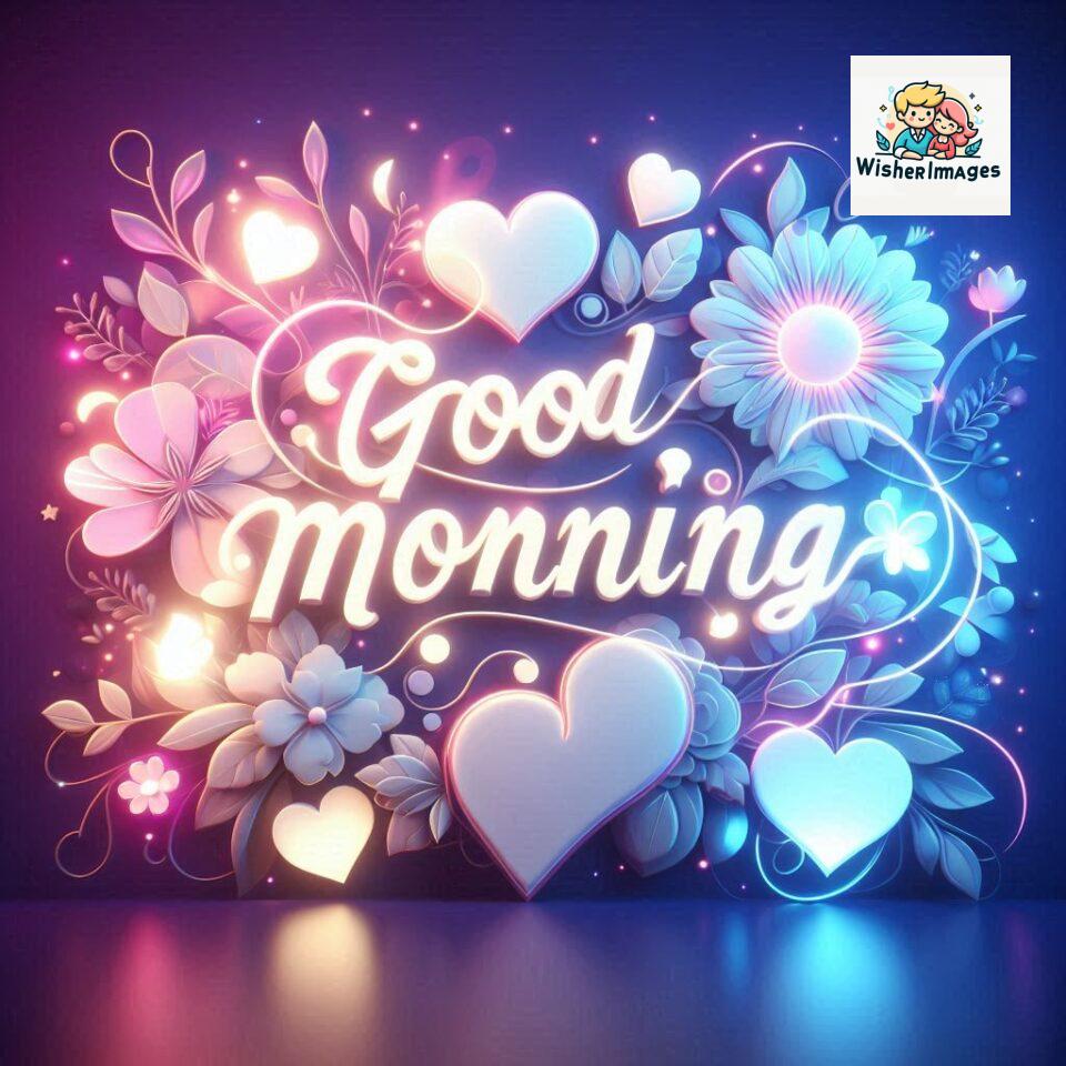 Bright and Cheerful D Good Morning Design with Hearts and flowers with colour full light setup with good morning Flowers ()