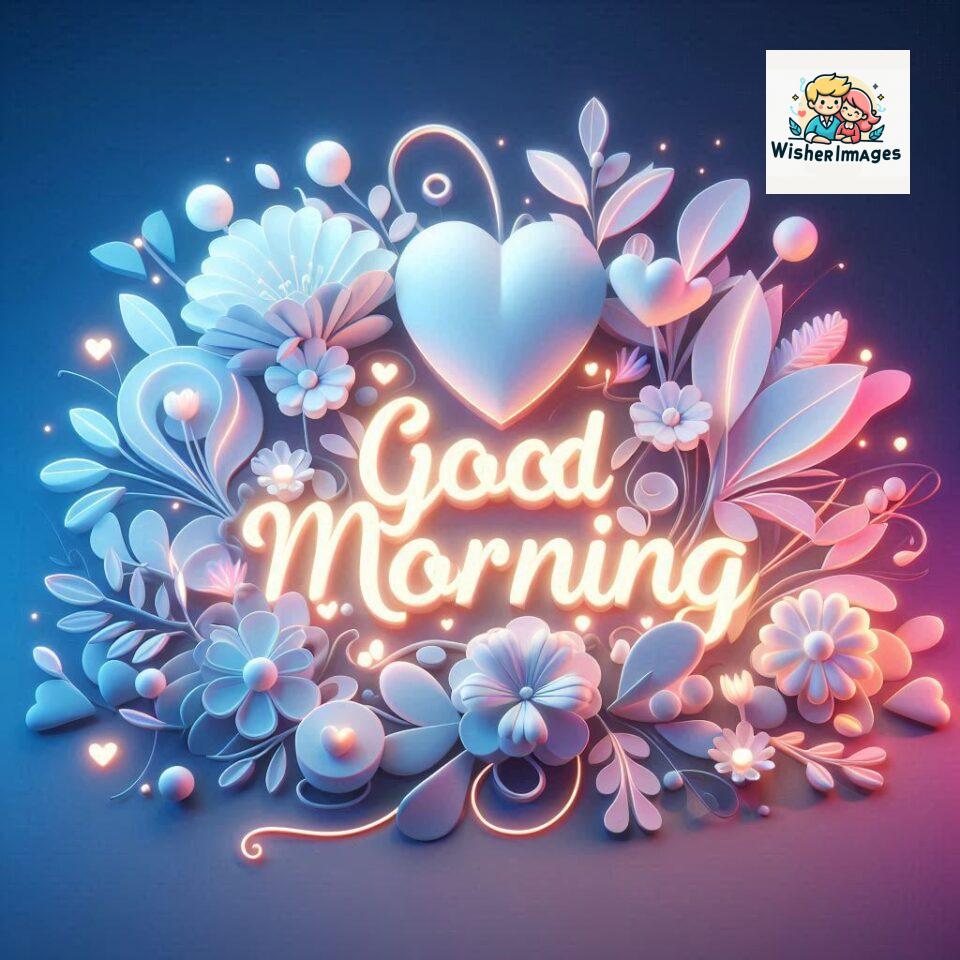 Bright and Cheerful D Good Morning Design with Hearts and flowers with colour full light setup with good morning Flowers ()