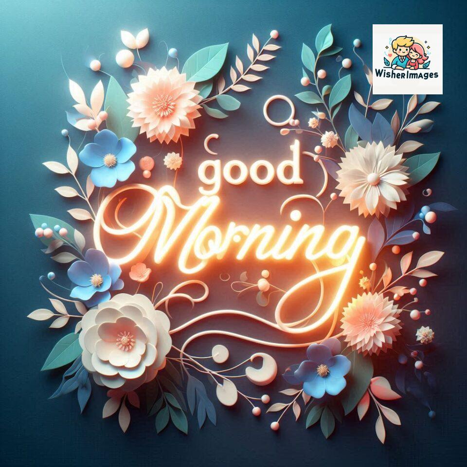 Bright and Cheerful D Good Morning Design with Hearts and flowers with colour full light setup with good morning Flowers ()