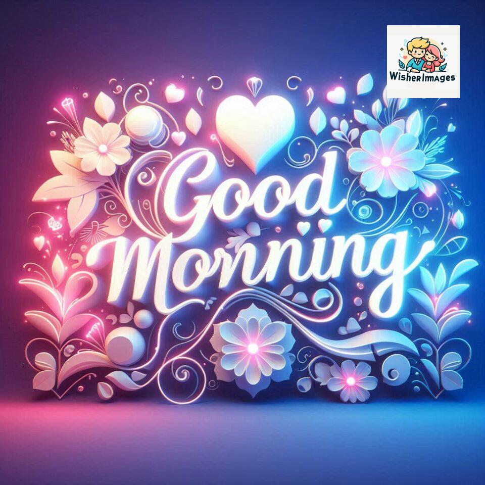 Bright and Cheerful D Good Morning Design with Hearts and flowers with colour full light setup with good morning Flowers ()