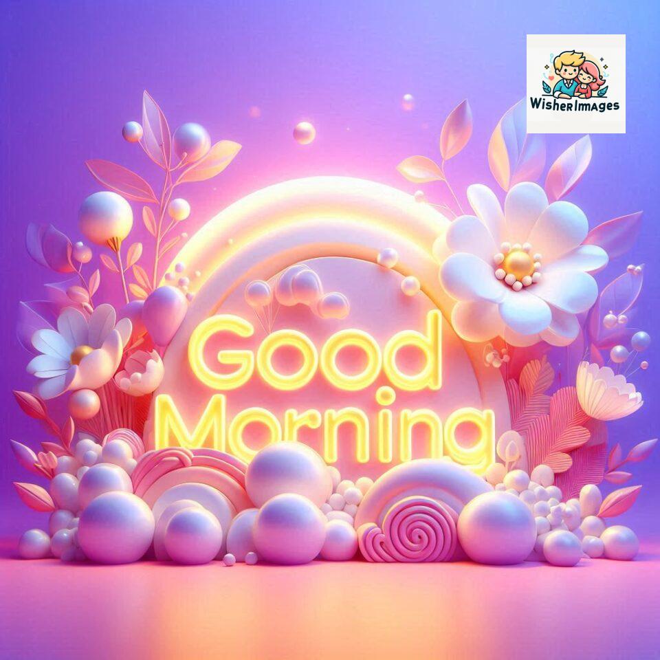 Bright and Cheerful D Good Morning Design with Hearts and flowers with colour full light setup with good morning Flowers ()