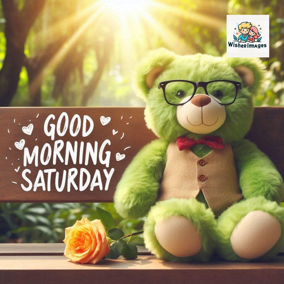 200+ Good morning Saturday free whatsapp images download 114 Good morning Saturday free whatsapp images download A cute teddy bear reclining on a wooden bench An orange flower rests on the bench ()