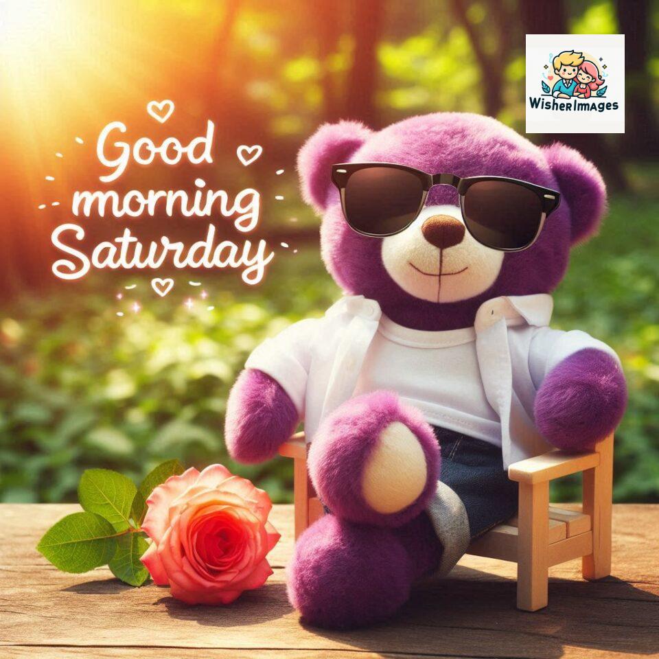 Good-morning-Saturday-free-whatsapp-images-download-A-cute-teddy-bear-reclining-on-a-wooden-bench-An-orange-flower-rests-on-the-bench_136-960x960 200+ Good morning Saturday free whatsapp images download