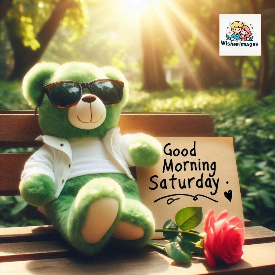 200+ Good morning Saturday free whatsapp images download 139 Good morning Saturday free whatsapp images download A cute teddy bear reclining on a wooden bench An orange flower rests on the bench ()