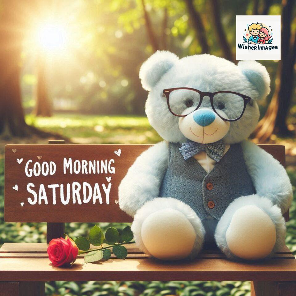 Good-morning-Saturday-free-whatsapp-images-download-A-cute-teddy-bear-reclining-on-a-wooden-bench-An-orange-flower-rests-on-the-bench_149-960x960 200+ Good morning Saturday free whatsapp images download