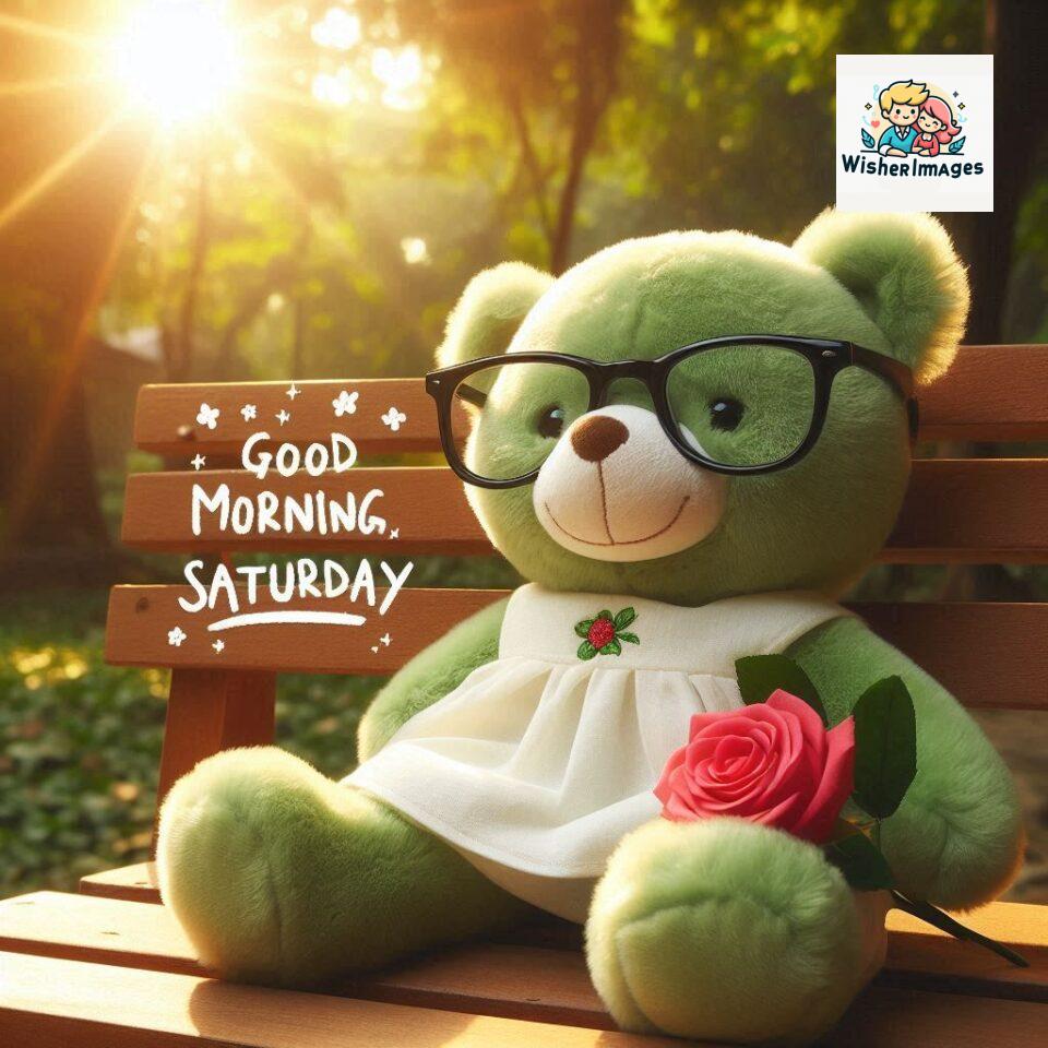 200+ Good morning Saturday free whatsapp images download 133 Good morning Saturday free whatsapp images download A cute teddy bear reclining on a wooden bench An orange flower rests on the bench ()