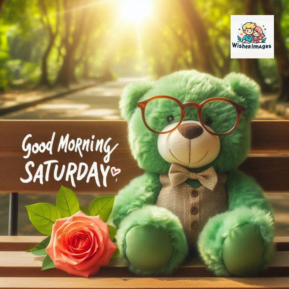200+ Good morning Saturday free whatsapp images download 108 Good morning Saturday free whatsapp images download A cute teddy bear reclining on a wooden bench An orange flower rests on the bench ()