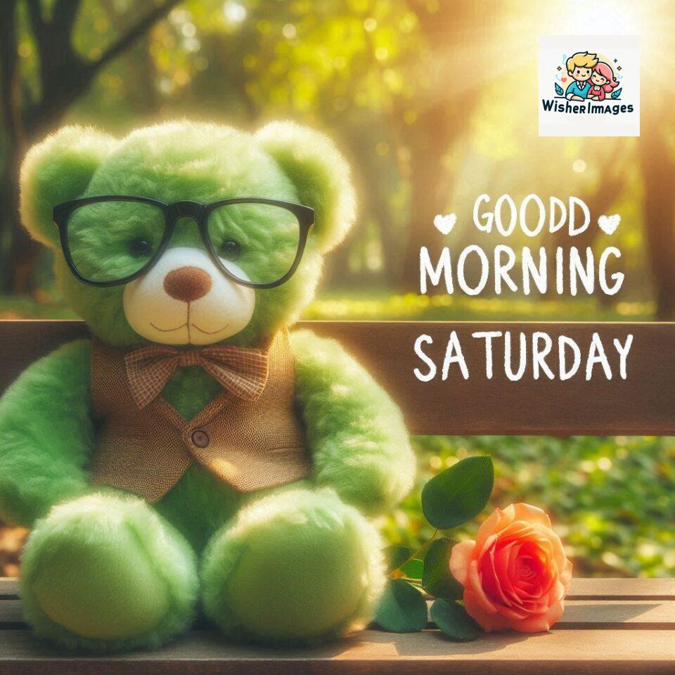 200+ Good morning Saturday free whatsapp images download 117 Good morning Saturday free whatsapp images download A cute teddy bear reclining on a wooden bench An orange flower rests on the bench ()