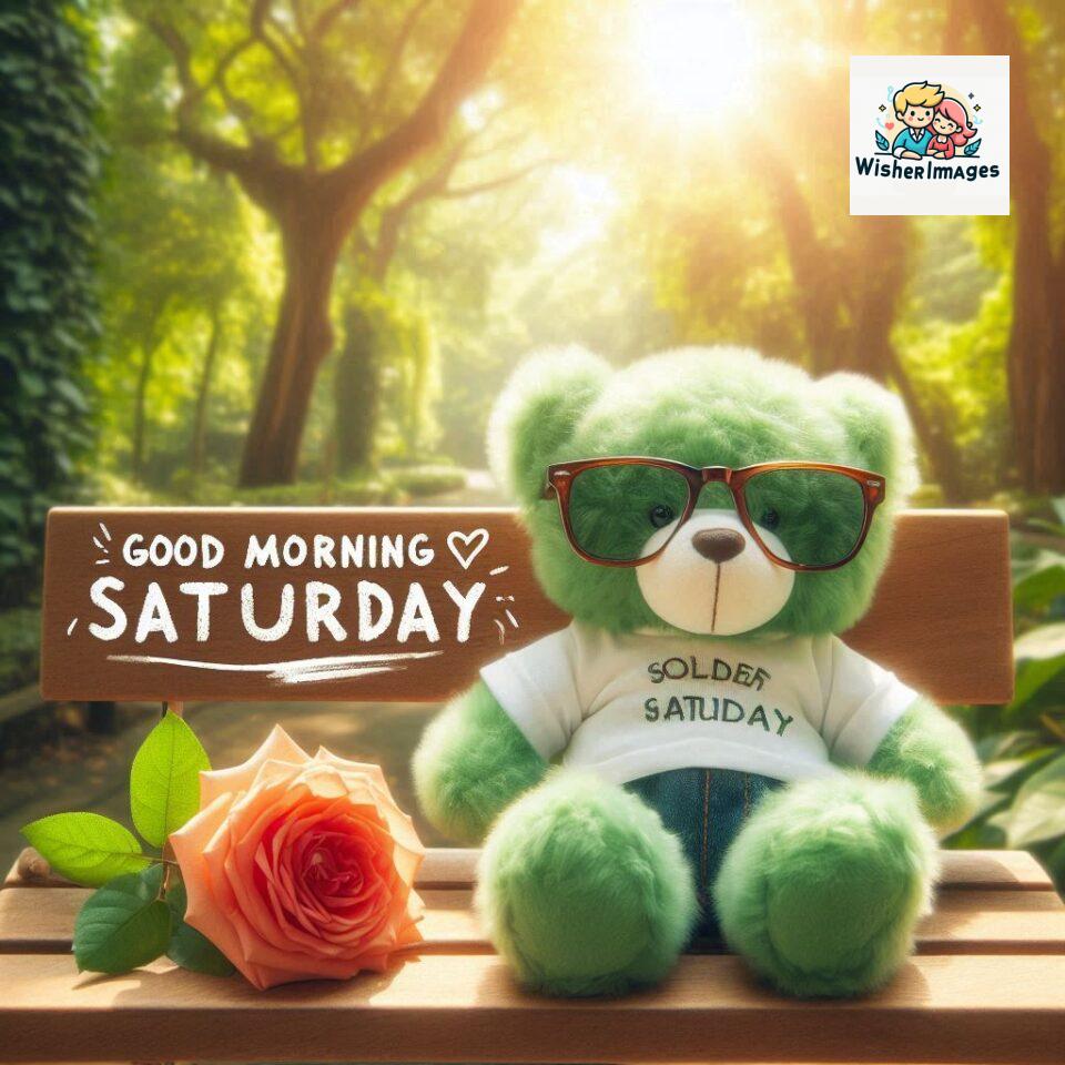 200+ Good morning Saturday free whatsapp images download 137 Good morning Saturday free whatsapp images download A cute teddy bear reclining on a wooden bench An orange flower rests on the bench ()