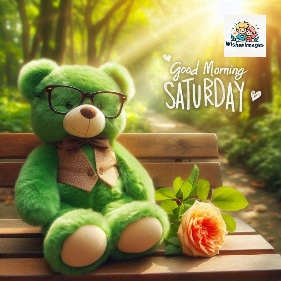 200+ Good morning Saturday free whatsapp images download 118 Good morning Saturday free whatsapp images download A cute teddy bear reclining on a wooden bench An orange flower rests on the bench ()
