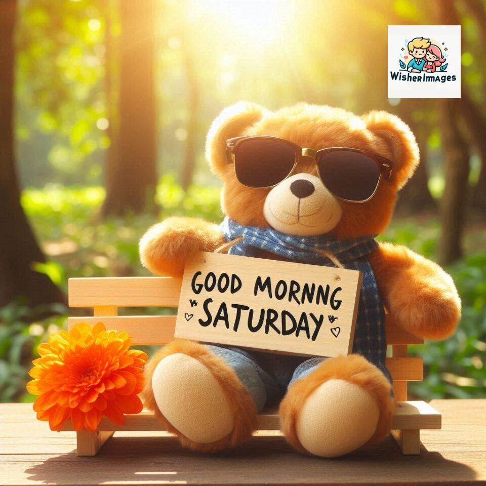 Good-morning-Saturday-free-whatsapp-images-download-A-cute-teddy-bear-reclining-on-a-wooden-bench-An-orange-flower-rests-on-the-bench_52-960x960 200+ Good morning Saturday free whatsapp images download