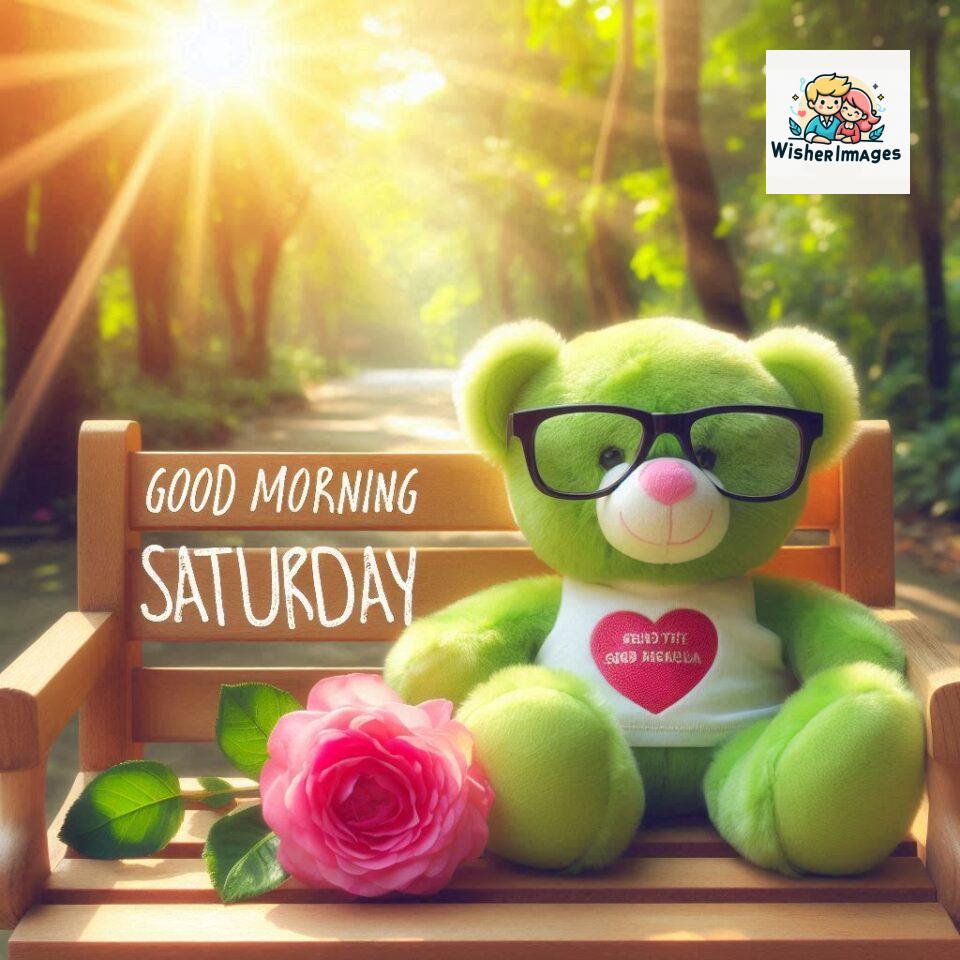 200+ Good morning Saturday free whatsapp images download 128 Good morning Saturday free whatsapp images download A cute teddy bear reclining on a wooden bench An orange flower rests on the bench ()