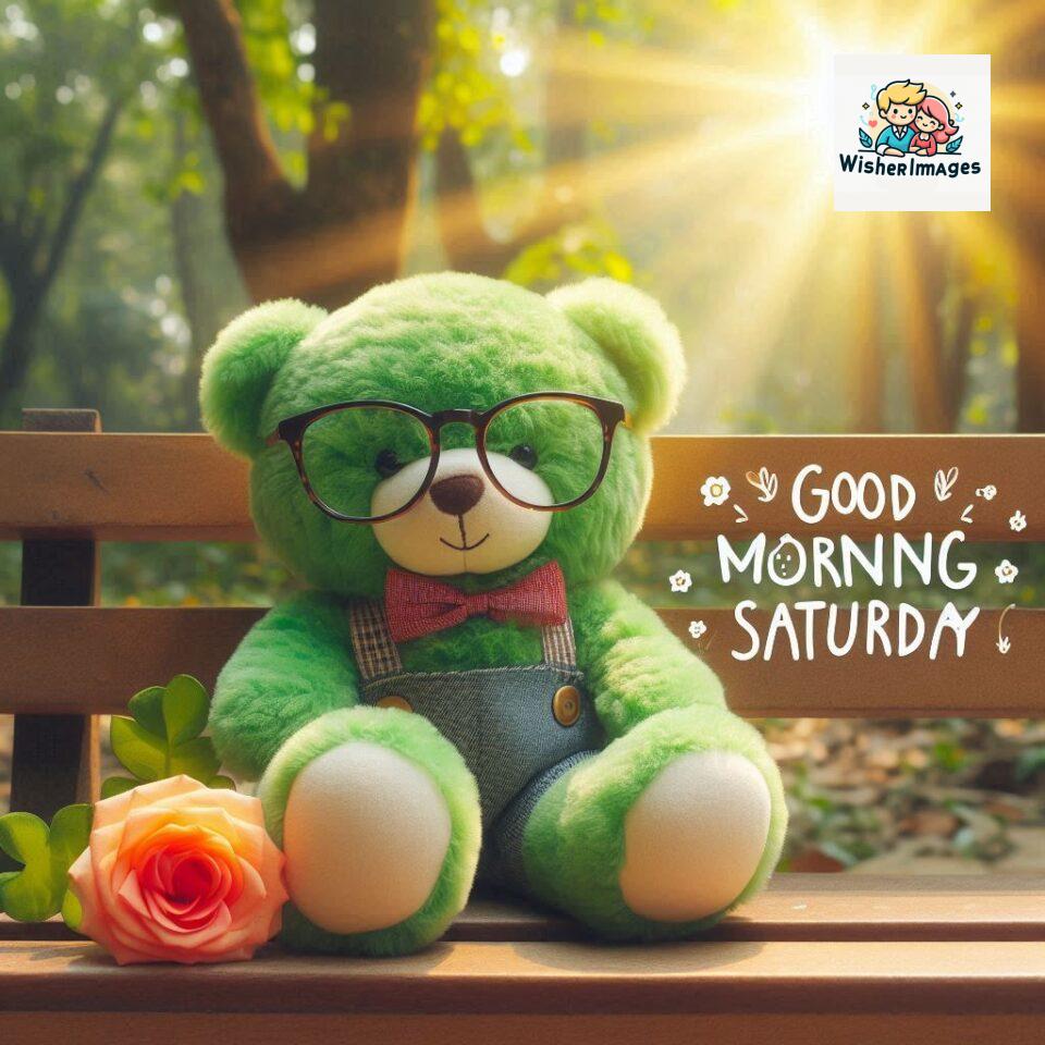 200+ Good morning Saturday free whatsapp images download 113 Good morning Saturday free whatsapp images download A cute teddy bear reclining on a wooden bench An orange flower rests on the bench ()