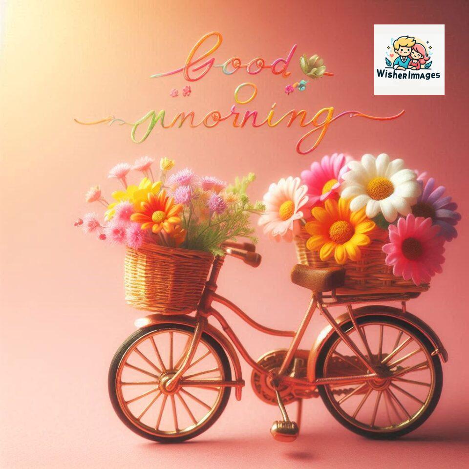 free good morning images for whatsapp miniature bicycle with flowers good morning sunrise jpg ()