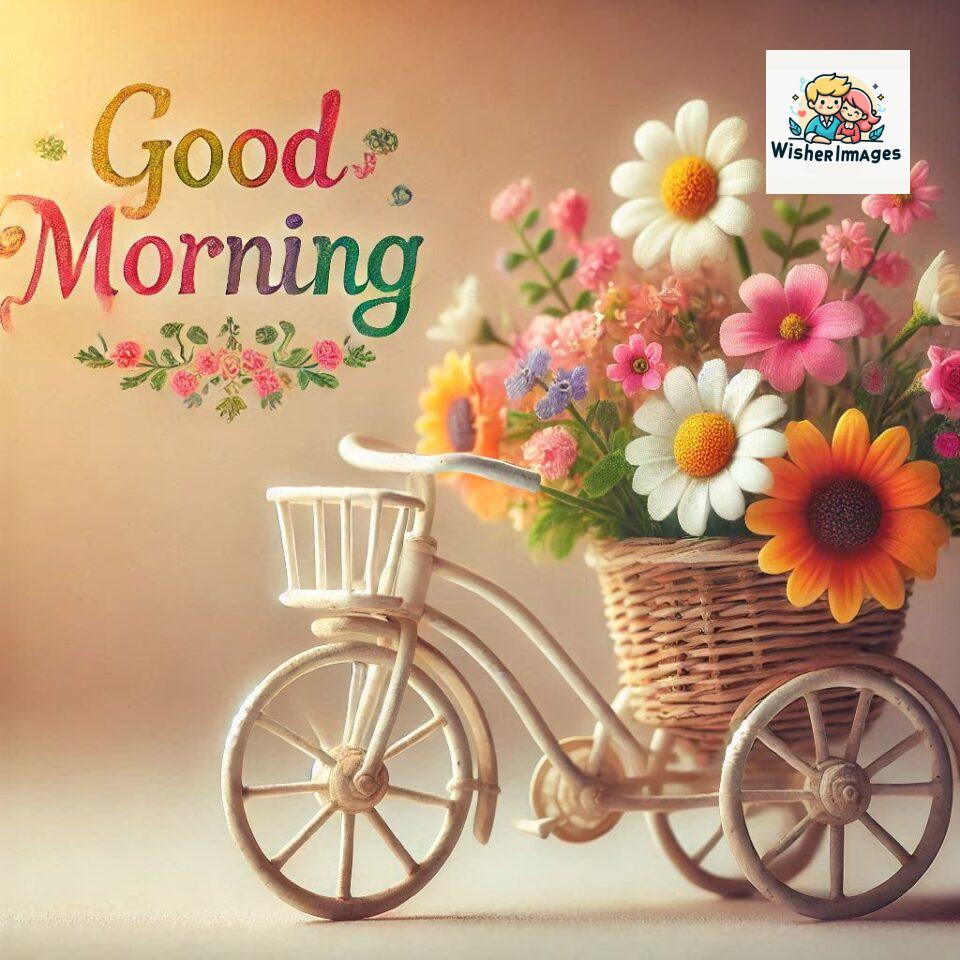 free good morning images for whatsapp miniature bicycle with flowers good morning sunrise jpg ()