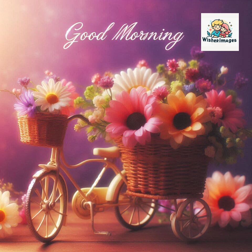 free good morning images for whatsapp miniature bicycle with flowers good morning sunrise jpg ()