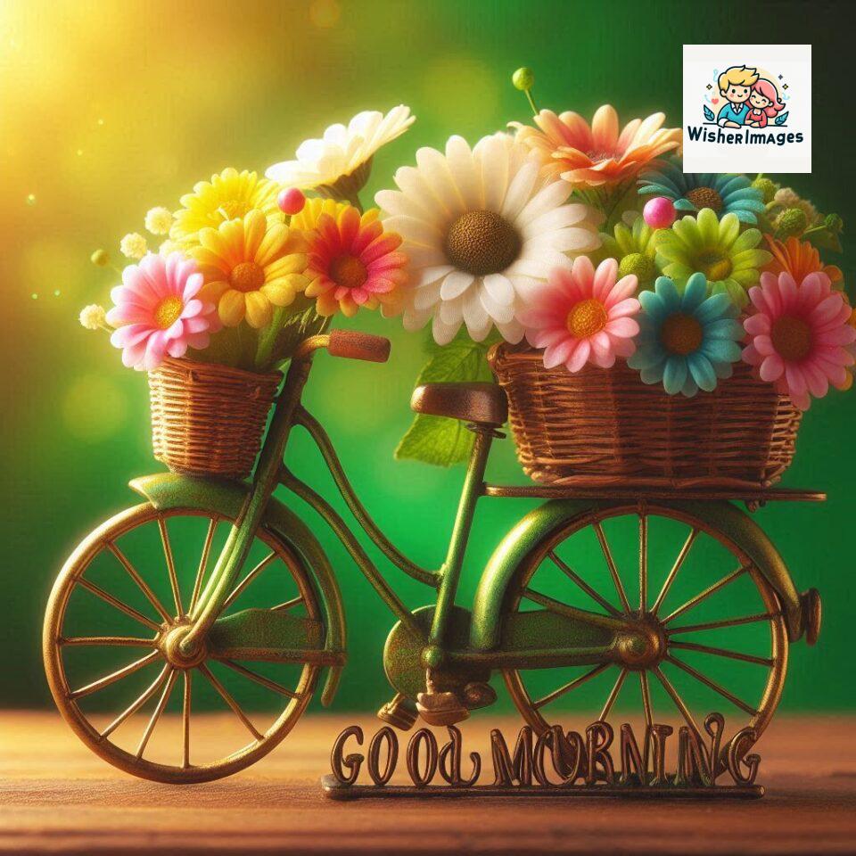 free good morning images for whatsapp miniature bicycle with flowers good morning sunrise jpg ()