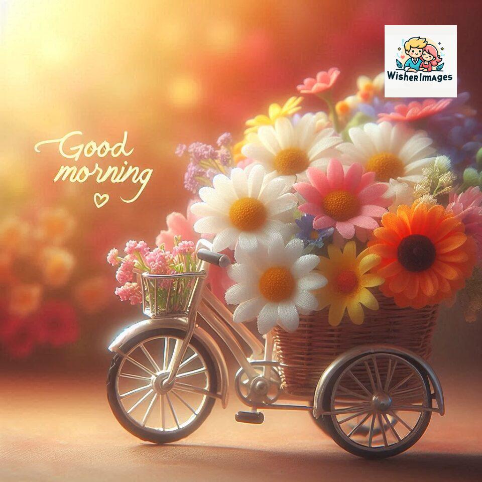 free good morning images for whatsapp miniature bicycle with flowers good morning sunrise jpg ()