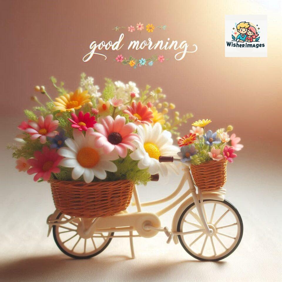 free good morning images for whatsapp miniature bicycle with flowers good morning sunrise jpg ()