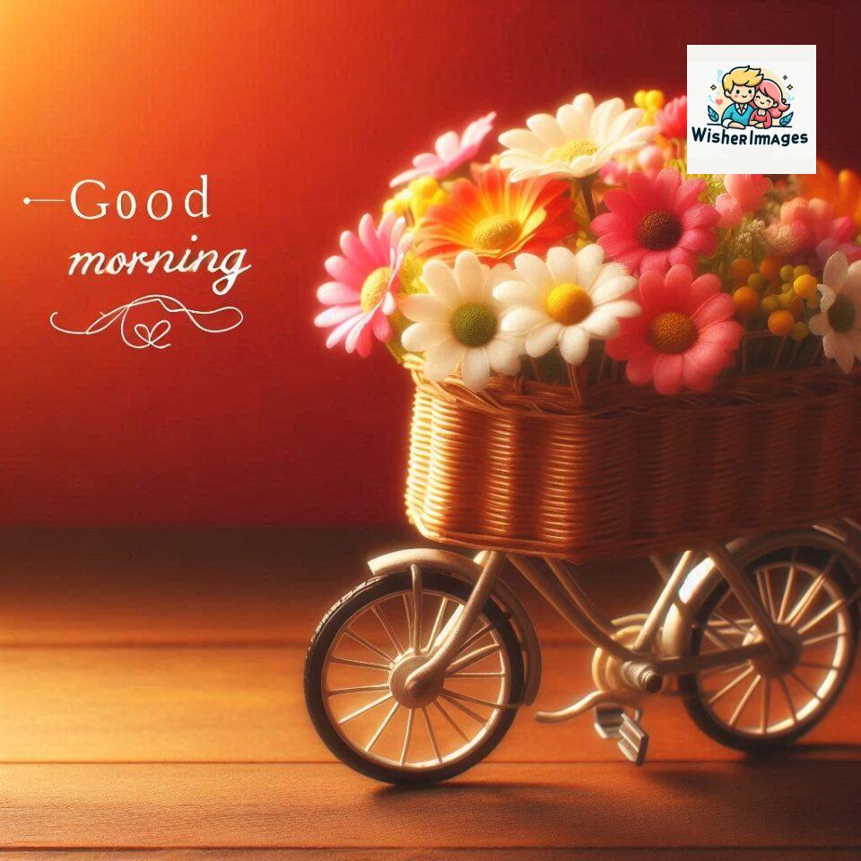 free good morning images for whatsapp miniature bicycle with flowers good morning sunrise jpg ()