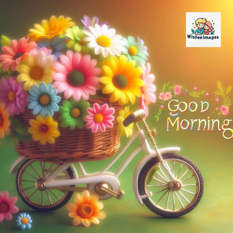 free good morning images for whatsapp miniature bicycle with flowers good morning sunrise jpg ()