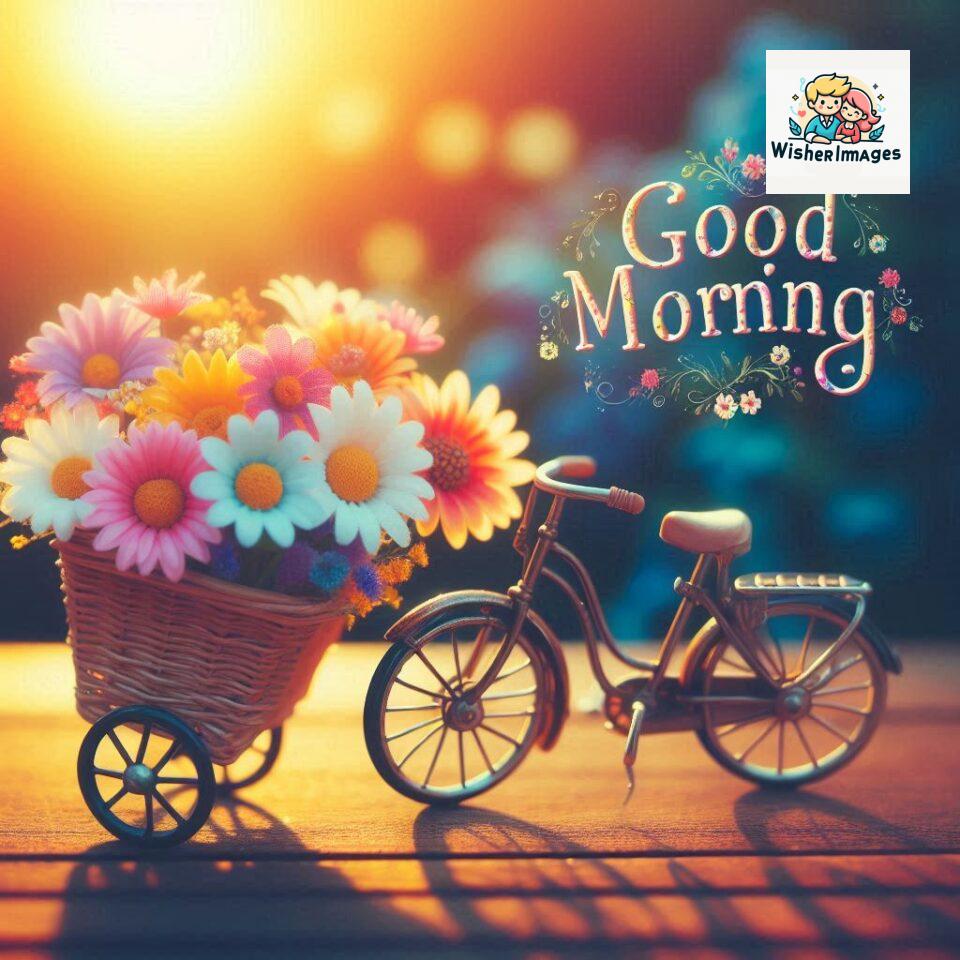 free good morning images for whatsapp miniature bicycle with flowers good morning sunrise jpg ()