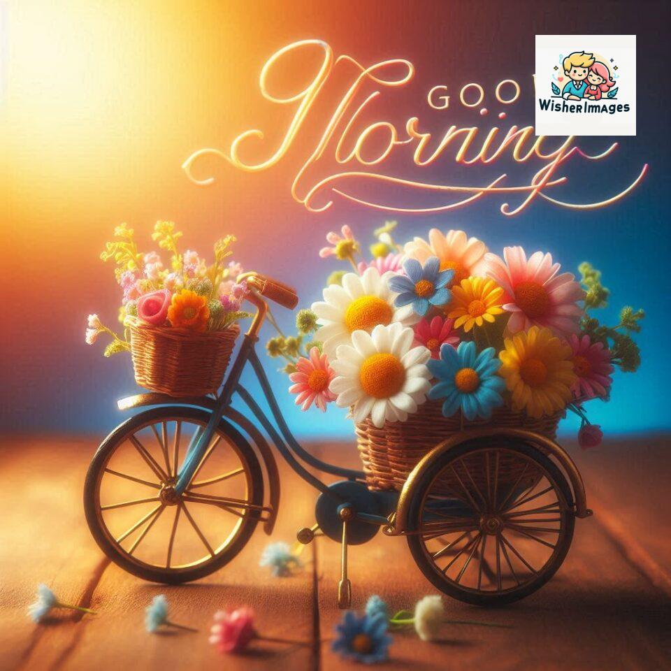 free good morning images for whatsapp miniature bicycle with flowers good morning sunrise jpg ()