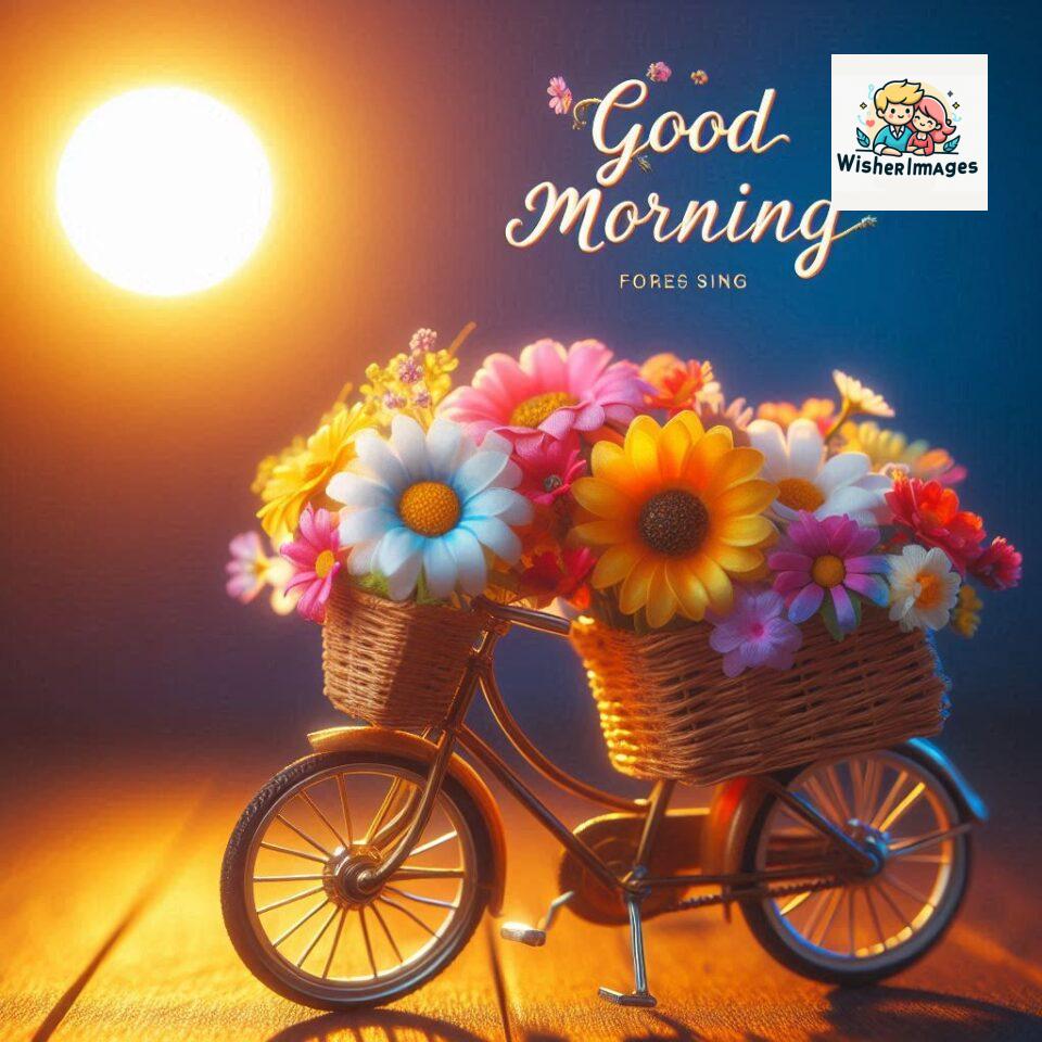 free good morning images for whatsapp miniature bicycle with flowers good morning sunrise jpg ()