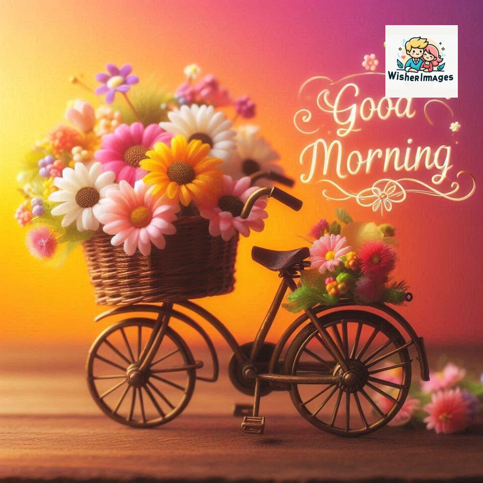 free good morning images for whatsapp miniature bicycle with flowers good morning sunrise jpg ()