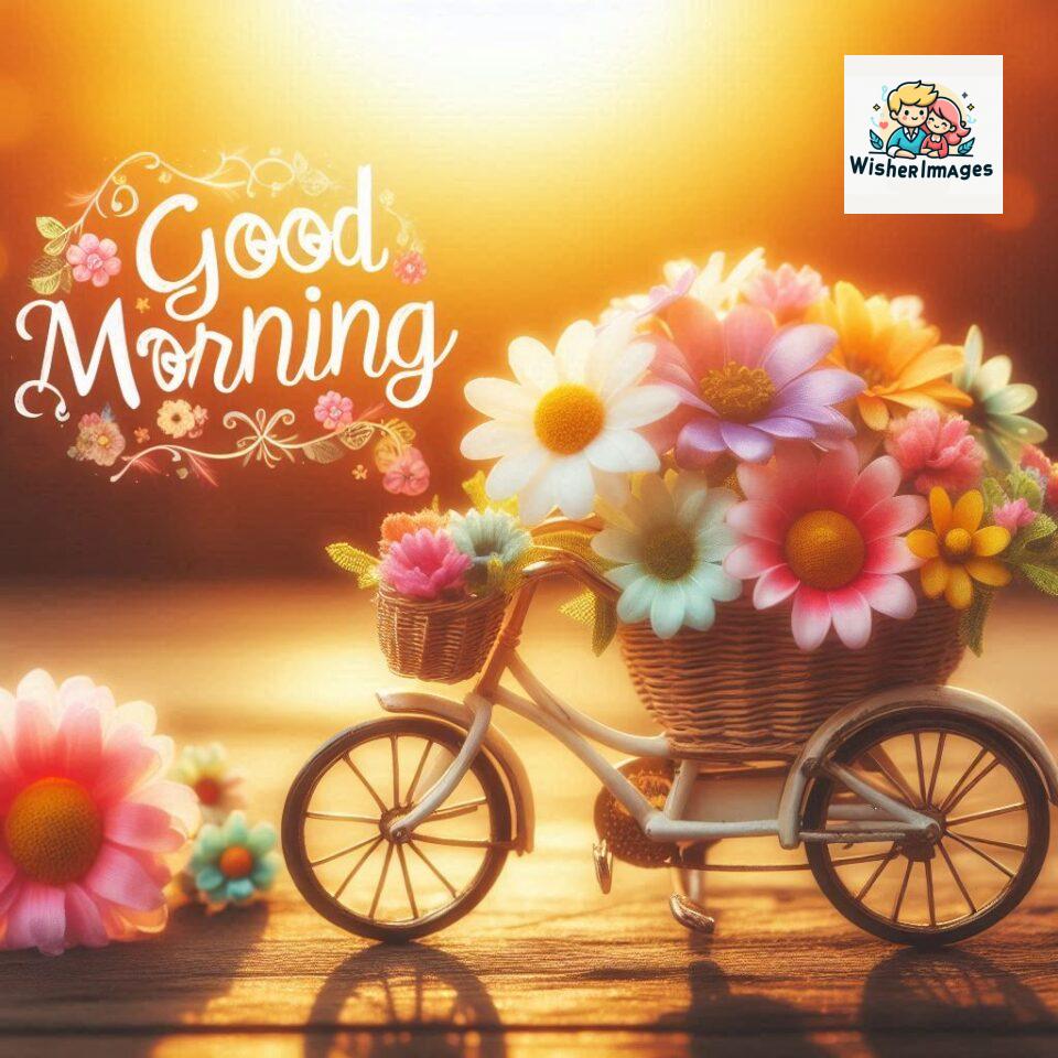 free good morning images for whatsapp miniature bicycle with flowers good morning sunrise jpg ()