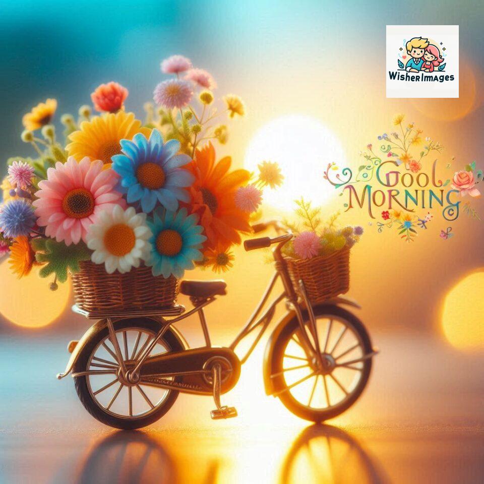 free good morning images for whatsapp miniature bicycle with flowers good morning sunrise jpg ()