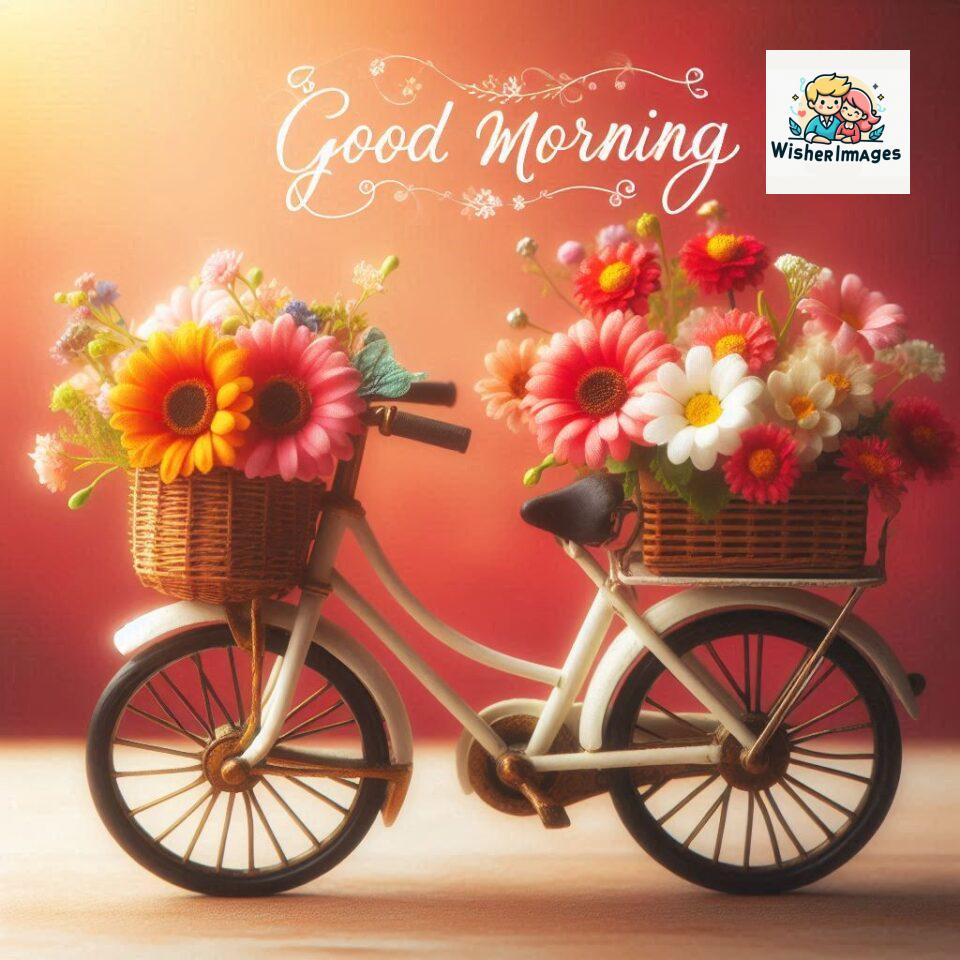 free good morning images for whatsapp miniature bicycle with flowers good morning sunrise jpg ()