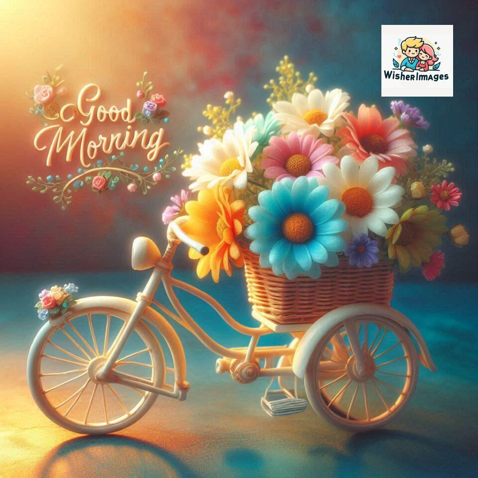 free good morning images for whatsapp miniature bicycle with flowers good morning sunrise jpg ()