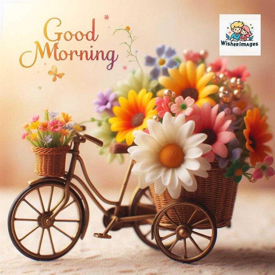 free good morning images for whatsapp miniature bicycle with flowers good morning sunrise jpg ()