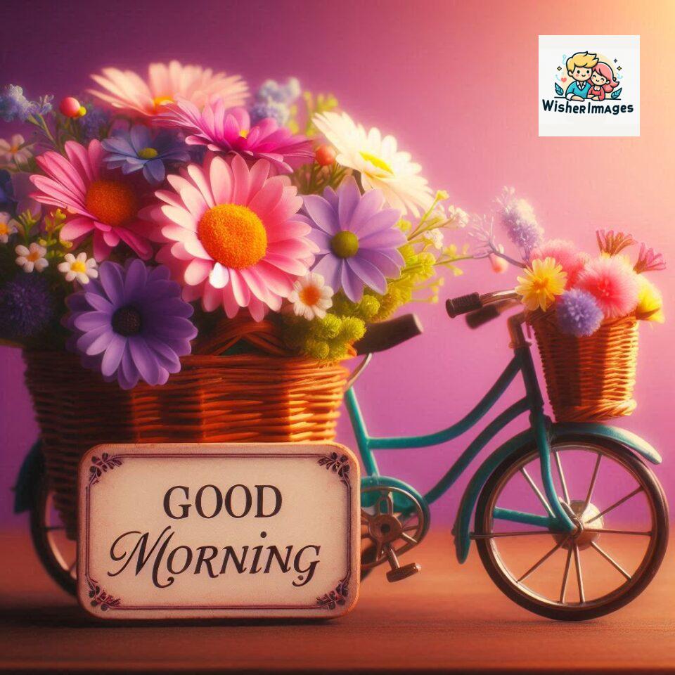 free good morning images for whatsapp miniature bicycle with flowers good morning sunrise jpg ()