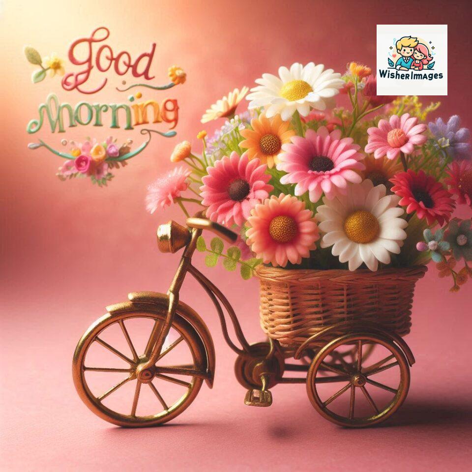 free good morning images for whatsapp miniature bicycle with flowers good morning sunrise jpg ()